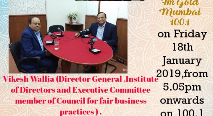 #IBG President Mr. Vikash Mittersain’s Weekly Radio Talk in conversation with Mr. Vikesh Wallia, Director General – Institute of Directors & Executive Committee Member of Council for Fair Business Practices